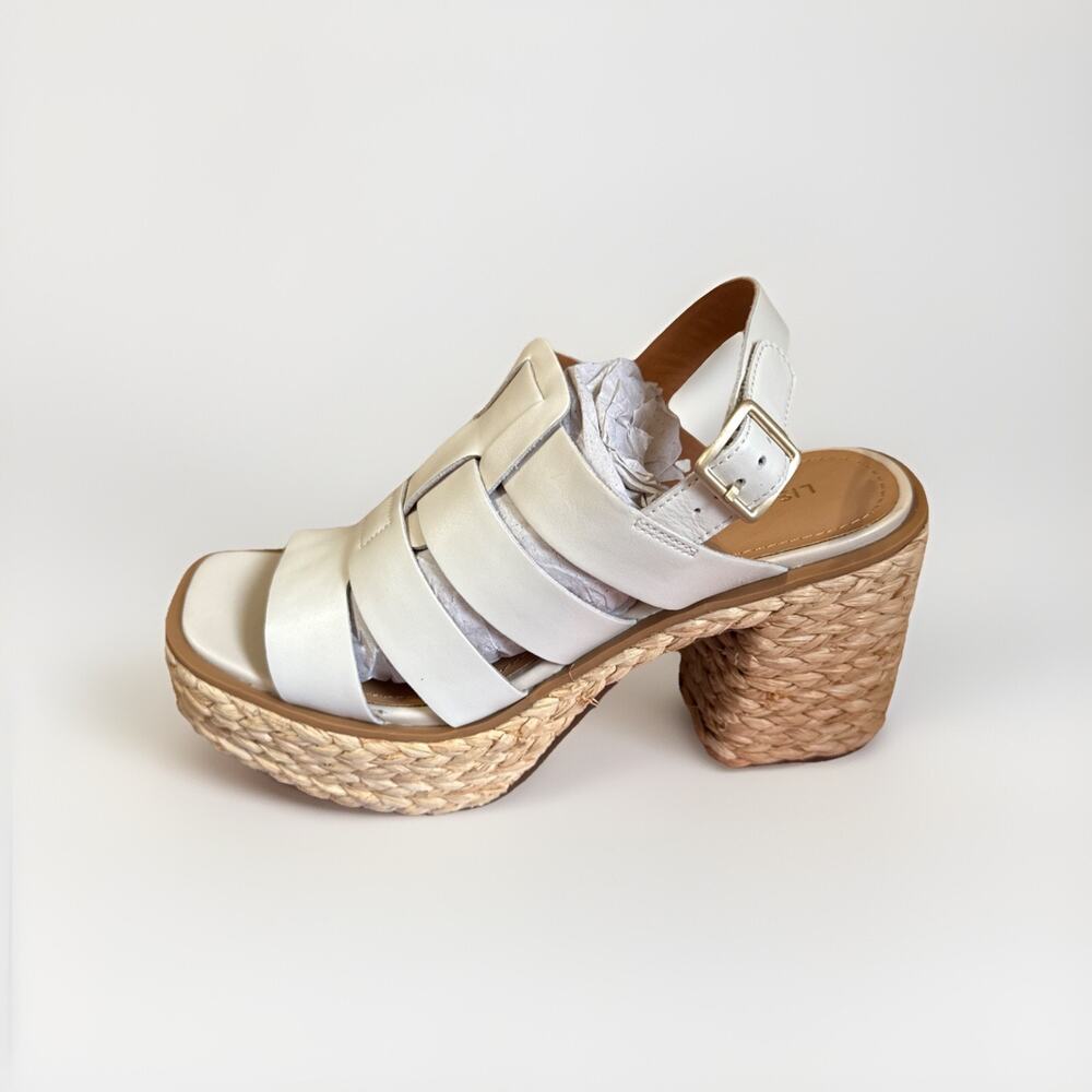 Lisa Vicky Platform Sandals Fisherman Leather Just-V Winter White 9.5 - Picture 7 of 9